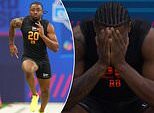 O prospecto do Draft da NFL, Mike Washington Jr., começa a chorar após um desempenho sensacional na combinação