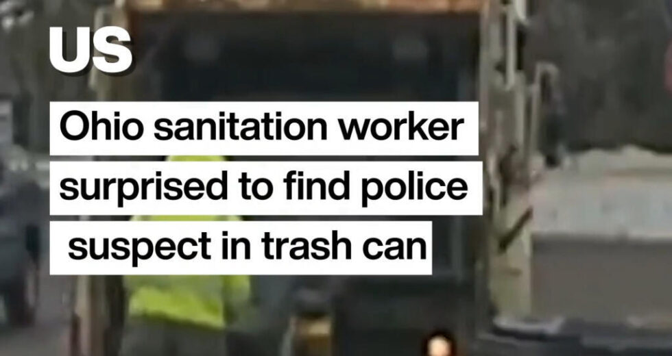 Trabalhador de saneamento de Ohio fica surpreso ao encontrar suspeito da polícia em uma lata de lixo