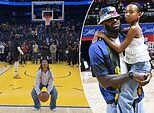 LeBron James ofuscado pela filha Zhuri, de 11 anos, enquanto ela dá uma tacada ridícula na quadra antes do jogo do Lakers