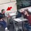 Shia LaBeouf grita com mulher sentada ao lado dele em restaurante, em vídeo