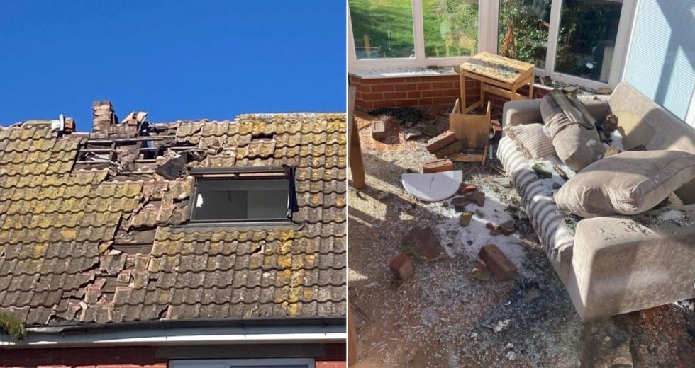 Dentro da casa da família atingida por um raio, deixando um buraco de 3 metros e danos no valor de £ 20.000 | Notícias do Reino Unido