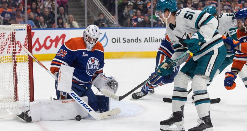 Oilers fazem esforço total da equipe para vencer Sharks por 5-3